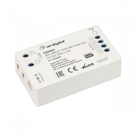 Диммер ARL-SIRIUS-TUYA-WIFI-RGB-SUF (12-24V, 3x5A, 2.4G), Arlight