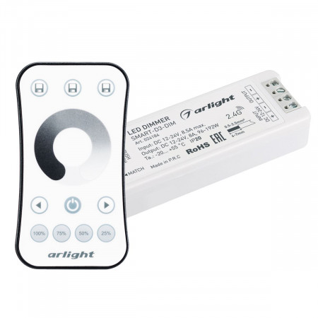 Диммер SMART-DIM-SET-RING (12-24V, 1x8A, ПДУ 2.4G), Arlight