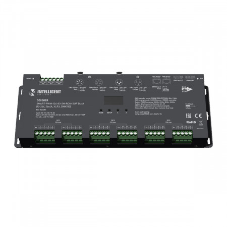 Декодер SMART-PWM-124-83-SH-RDM-SUF Black (12-24V, 24x4A, XLR3, DMX512), Arlight