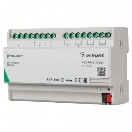 Конвертер KNX-710-0-10-DIN (230V, 4x0/1-10, 4x16A) (IARL, IP20 Пластик, 2 года), Arlight