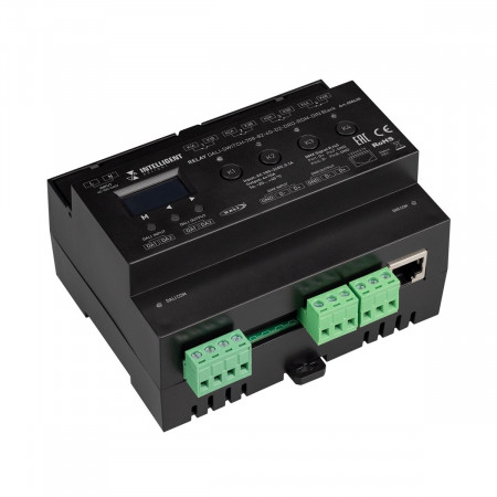 Релейный модуль DALI-SWITCH-708-82-4G-D2-DRO-RDM-DIN Black (230V, 4x10A, DMX512) (IARL, IP20 Пластик, 5 лет), Arlight