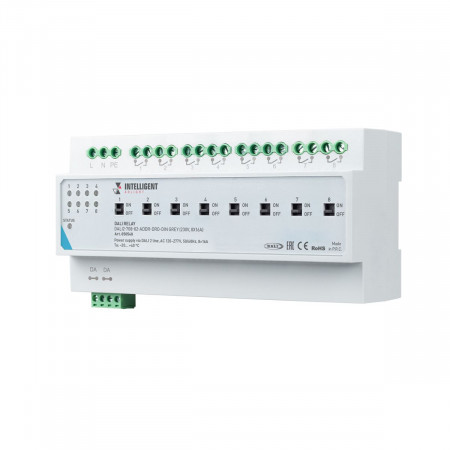 Релейный модуль DALI2-708-82-ADDR-DRO-DIN Grey (230V, 8x16A) (IARL, IP20 Пластик, 3 года), Arlight