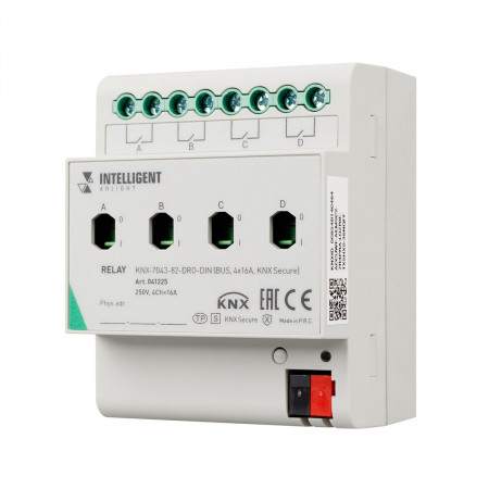 Релейный модуль KNX-7043-82-DRO-DIN (BUS, 4x16А, KNX Secure) (IARL, IP20 Пластик, 2 года), Arlight
