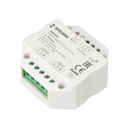 Релейный модуль SMART-SWITCH-701-72-PS-IN  (230V, 1x3A, 2.4G) (IARL, IP20 Пластик, 5 лет), Arlight