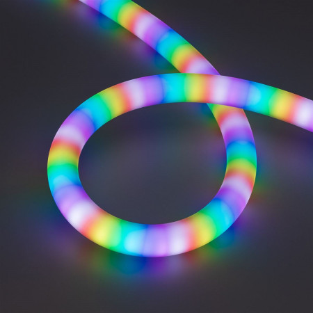 Светодиодная лента герметичная SPI MOONLIGHT-BLACK-TOP-G180-D25mm 12V RGB-PX2 (21.6 W/m, IP65, 5m, wire x1), Arlight